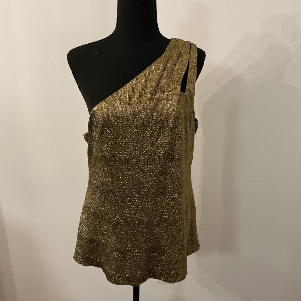 Cache Gold One-Shoulder Tank Top